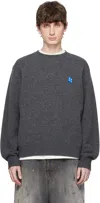 Ader Error Crew Neck Long Sleeve Sweater In Charcoal