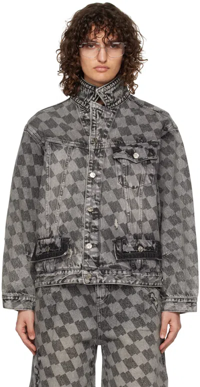 Ader Error Gray Tenit Trucker Denim Jacket In Grey