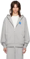 Ader Error Gray Significant Trs Tag Zip-up 01 Hoodie In Grey
