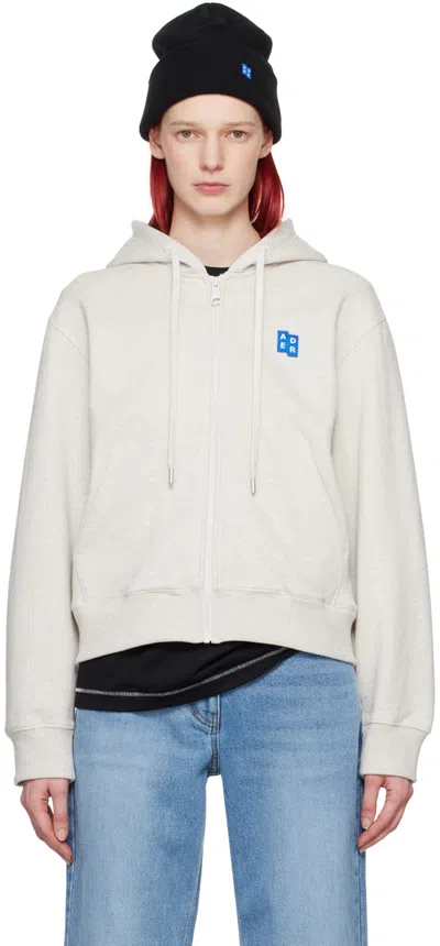 Ader Error Gray Trs Tag Hoodie In Oatmeal