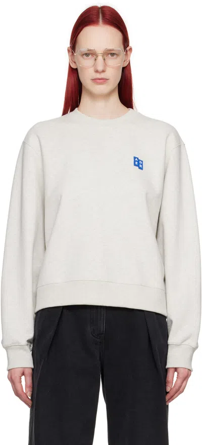 Ader Error Grey Trs Tag Sweatshirt In Oatmeal