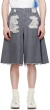 ADER ERROR grey WIDE-LEG DENIM SHORTS