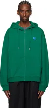 Ader Error Green Zip Hoodie In Green