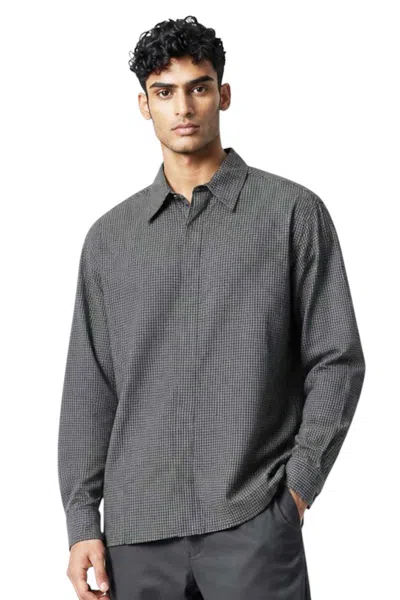 Ader Error Grey Regular Check Shirt In Gray