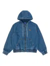 Ader Error Hooded Denim Jacket In Blue