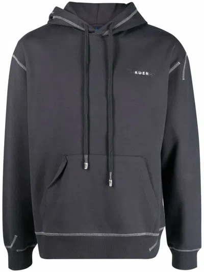 Ader Error Hooded Jersey Sweatshirt In Grau