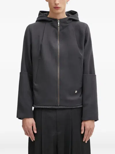Ader Error Hooded Zip Jacket In Gray