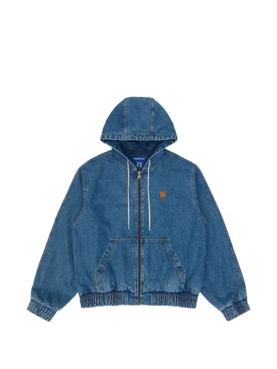 Ader Error Hooded Zip-up Jacket In Blue