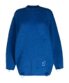 Ader Error Imitation Fleece Knitted Sweater In Blue