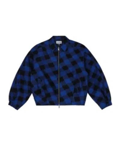 Ader Error Lapel Geometric Pattern Casual Jacket In Blue