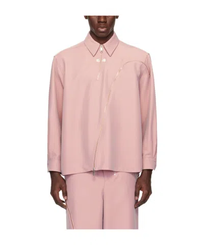 Ader Error Lapel Zipper Shirt In Pink