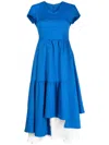 Ader Error Layered Asymmetric Midi Dress In Blue