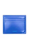 Ader Error Leather Card Holder In Blue
