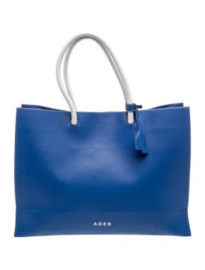 Pre-owned Ader Error Leather Tote In Blue