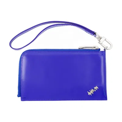 Ader Error Leather Wristlet Wallet In Blue