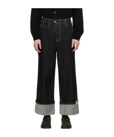Ader Error Logo Belt Ring Jeans Pants In Black