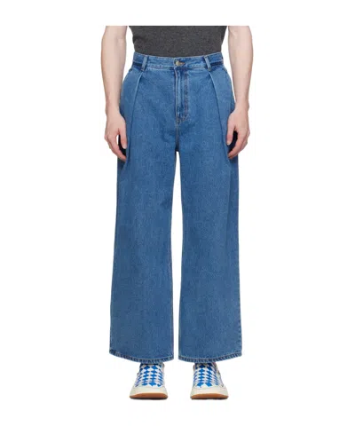 Ader Error Logo Belt Ring Jeans Pants In Blue