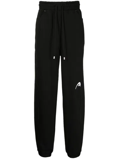 Ader Error Logo-embroidered Cotton Drawstring Trousers In Black