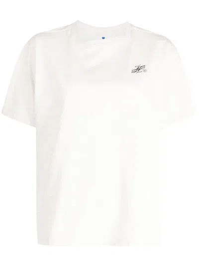 Ader Error Logo-embroidered Short-sleeve T-shirt In Oatmeal