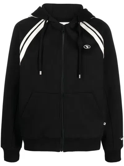Ader Error Logo-embroidered Zip-up Hoodie In Black
