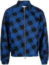 Ader Error Logo-patch Checked Bomber Jacket In Blue
