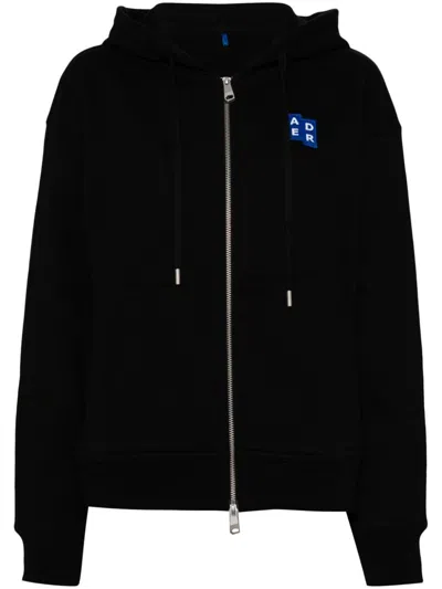 Ader Error Logo-patch Cotton Hoodie In 黑色