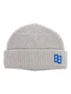 Ader Error Logo-patch Ribbed Beanie In Grey