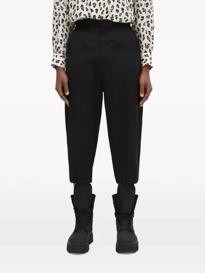 Ader Error Logo-patch Cropped Trousers In Black
