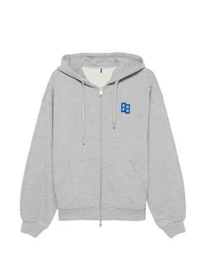 Ader Error Logo-patch Zip-up Hoodie In Gray