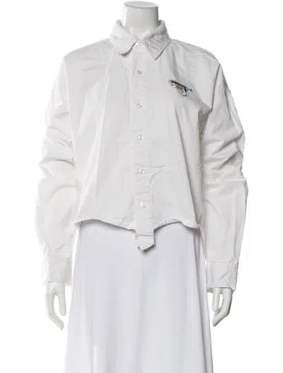 Pre-owned Ader Error Long Sleeve Button-up Top In White