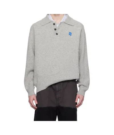 Ader Error Long Sleeve Polo Sweater In Grey