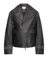 Ader Error Long-sleeved Leather Jacket In Black