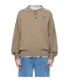 Ader Error Buttoned Polo-neck Sweater In Beige
