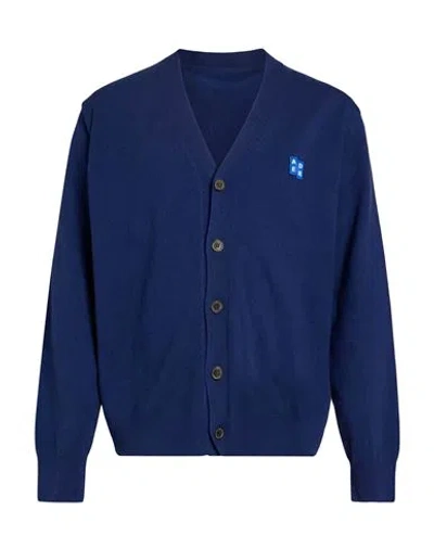 Ader Error Man Cardigan Blue Size S Wool, Cotton