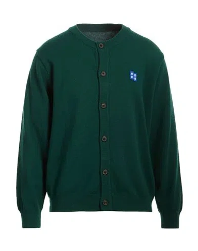 Ader Error Man Cardigan Dark Green Size L Wool, Cotton