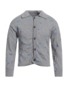 Ader Error Man Cardigan Grey Size L Cotton, Polyester In Grey
