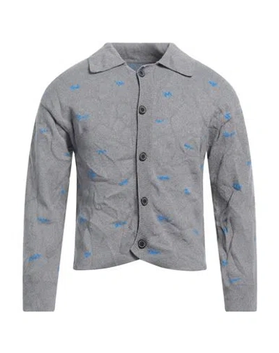 Ader Error Man Cardigan Grey Size L Cotton, Polyester