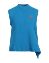 Ader Error Turquoise Wool Blend Oversize Vest In Blue