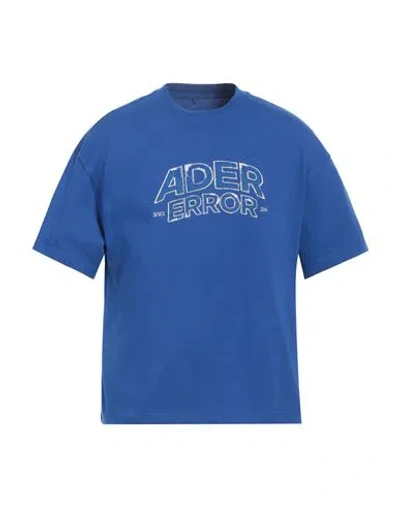 Ader Error Solid Color Crew-neck T-shirt With Embroidered Logo In Blue