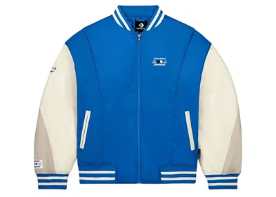 Pre-owned Ader Error Men's  X Converse Shapes Varsity Jacket In Cobalt Blue