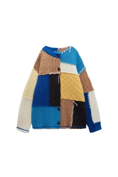 Pre-owned Ader Error Men's  X Zara Oversized Patchwork Knit Cardigan