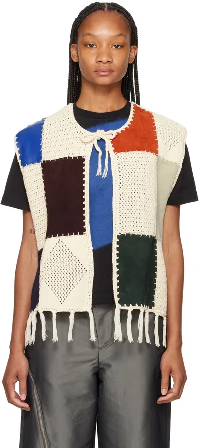 Ader Error Multicolor Patchwork Vest In Ivory