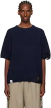 ADER ERROR NAVY DISTRESSED T-SHIRT