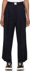 ADER ERROR NAVY PLEATED TROUSERS