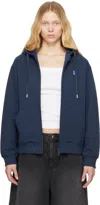 Ader Error Navy Sig; Trs Tag 01 Zip-up Hoodie In Navy