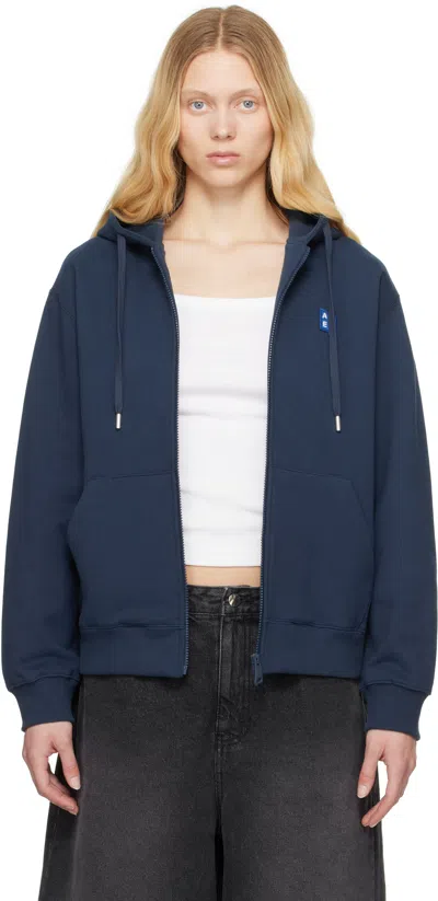 Ader Error Navy Sig; Trs Tag 01 Zip-up Hoodie