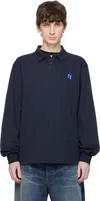 Ader Error Lapel Long Sleeve Polo Shirt In Navy