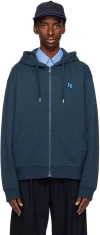 Ader Error Navy Zip Hoodie In Navy
