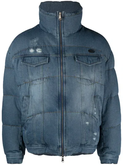 Ader Error Nox Denim Puffer Jacket In Blue