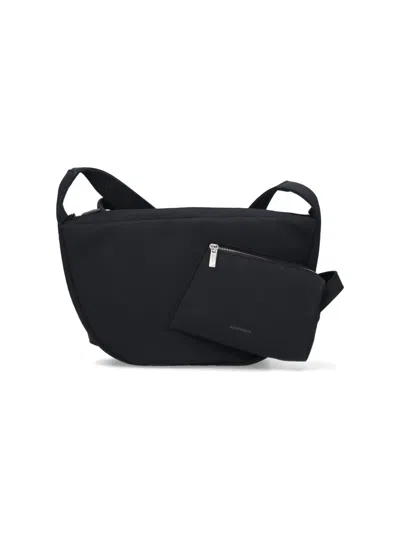 Ader Error Nylon Shoulder Bag With Removable Zip Pouch In Black